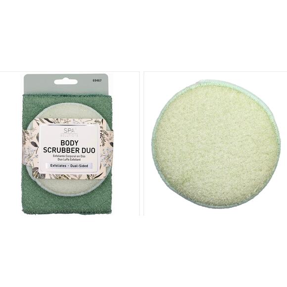 K-Care: Cala Spa Solutions Body Scrubber Duo*Sage*2 shower scrubbers*Exfoliate - Picture 1 of 1